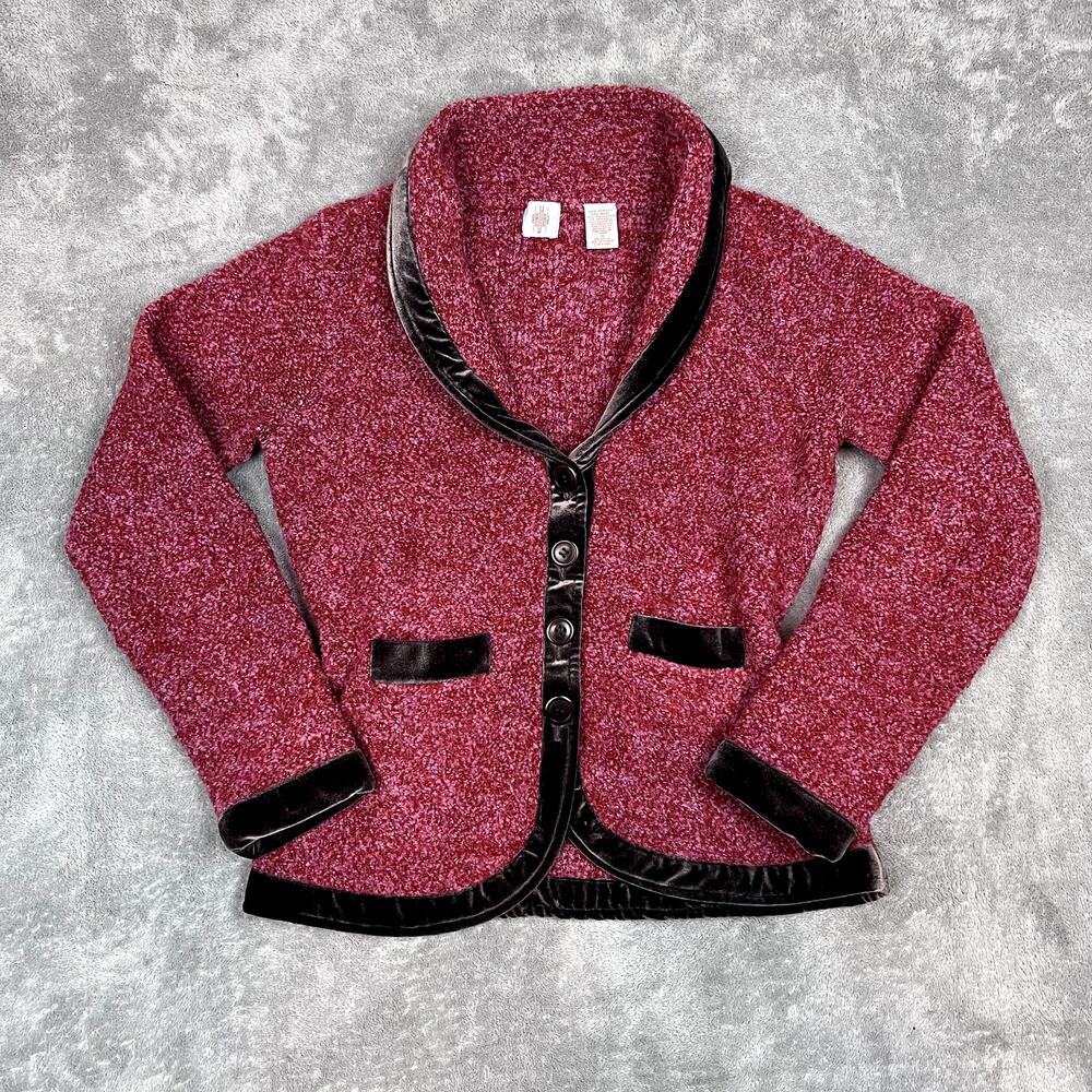 Anthropologie‎ HWR Monogram Women's Red Sweater Jacket Small Touring Academia